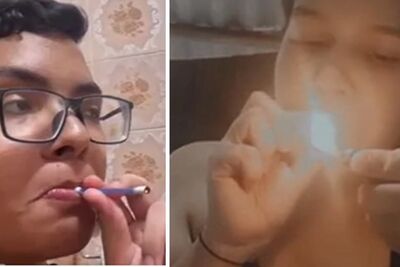Jovens queimam o algodão, o plástico e aspiram a fumaça tóxica que surge da junção dos dois