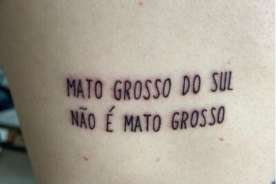 Dessa vez ele apostou numa tatuagem para avisar aos perdidos de carteirinha que Mato Grosso do Sul não é Mato Grosso.