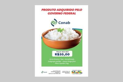 Imagem do rótulo do pacote de arroz que será vendido pelo Governo Federal.