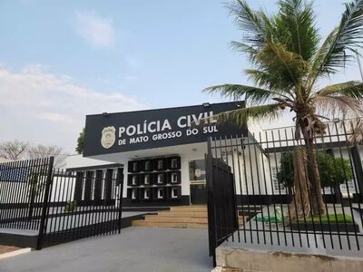 Fachada da Delegacia de Polícia Civil em Coxim. 