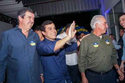 Governador Eduardo Riedel, deputado federal Beto Pereira e ex-governador Reinaldo Azambuja. 