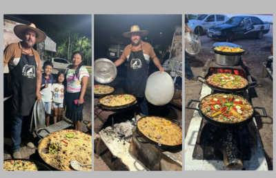 O artesão e chefe de cozinha pantaneira Júlio Pipoca com a artesã Emília Rivero e filhos. 