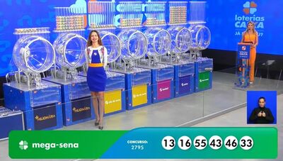 Números sorteados do concurso 2795 da mega-sena.