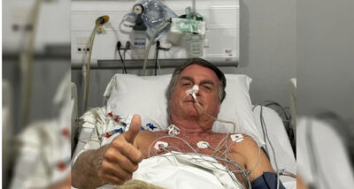Bolsonaro publicou uma foto, hospitalizado, nas redes sociais 