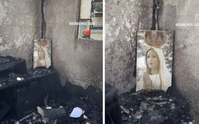 A imagem ficou no canto do imóvel, que foi destruído pelas chamas A imagem ficou no canto do imóvel, que foi destruído pelas chamas   