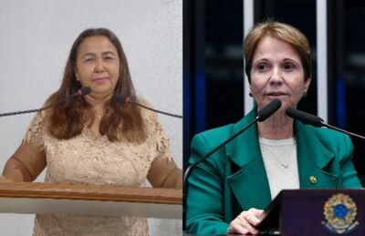 Vereadora Lúcia da AAVC e a senadora Tereza Cristina. Foto: Valdeir Simão e divulgação 