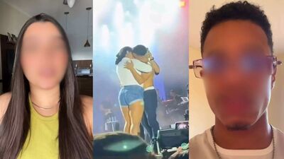 Jovem topou desafio de Nattan e beijou outra na frente da namorada por dinheiro.  Fotos: Reprodução das Redes Sociais