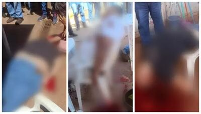 Os três homens mortos a tiros enquanto almoçavam em Ponta Porã. Foto: Direto das Ruas