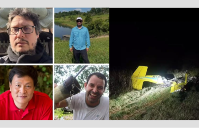 Luiz (casaco preto), Rubens (camisa azul), Kongjian (camisa vermelha) e Marcelo (camiseta branca) (Foto: Reprodução)