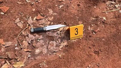 Faca utilizada no crime foi periciada pela Polícia Civil. Foto: Divulgação