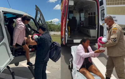 Após resgate, mãe e filha foram levadas até a Santa Casa de Corumbá  Foto: Corpo de Bombeiros/ EsqdHU-61