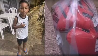 Corpo de menino foi achado dentro de mala com luva de boxe em Belém. Foto: TV Liberal/Reprodução