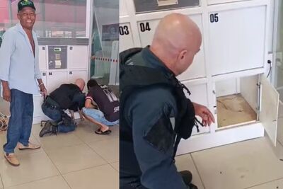 Criança ficou presa em armário de banco, em MS. Foto: PMMS/Reprodução