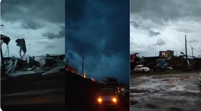 Tornado causa destruição em Rio Bonito do Iguaçu, no Paraná  Foto: Reprodução/Redes sociais 