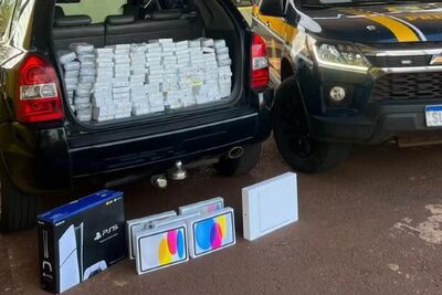 Itens apreendidos pela PRF, em Dourados. Foto: PRF/Reprodução