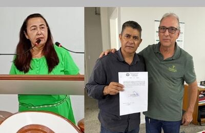 Vereadora Lúcia da AAVC, secretário de Obras Ivaldo Lopes e o empresário Paulo Sérgio Dalto. Foto: Divulgação 