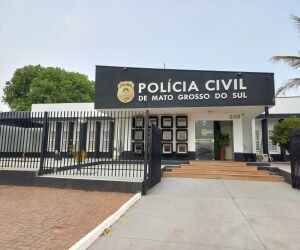 Fachada do prédio da Polícia Civil em Coxim. Foto: Valdeir Simão/Diário X