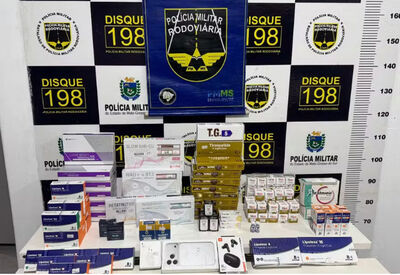 Medicamentos e eletrônicos apreendidos somam mais de R$130 mil  Foto: Polícia Militar Rodoviária/ Divulgação