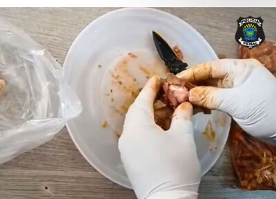 Droga encontrada dentro de carne em MS  Foto: Agepen MS/Divulgação