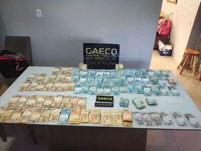 Dinheiro apreendido em operação do Gaeco contra corrupção. Foto: Divulgação/MPMS