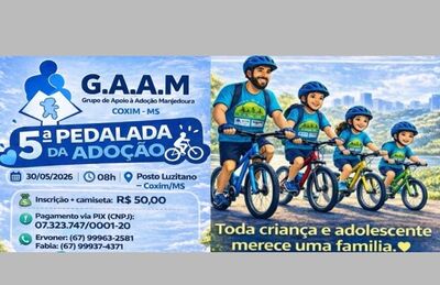 Coxim recebe a 5ª Pedalada da Adoção. Foto: Arte reprodução 