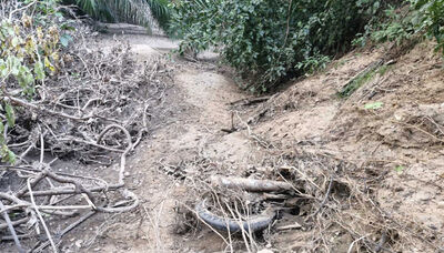 Fazendeiro achou ossada e roda de motocicleta. (Foto: Divulgação, PCMS)