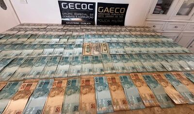 Dinheiro apreendido pelo Gecoc e Gaeco. Foto: Divulgação, MPMS