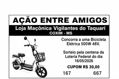 Número ganhador da bicicleta elétrica. Foto: Divulgação 