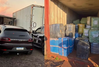Veículo de luxo e mercadorias foram apreendidos em Campo Grande  Foto: PCMS