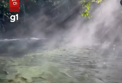 Fenômeno em rio cristalino encanta em meio às baixas temperaturas em MS