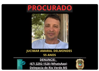 Homem que matou companheira na frente dos filhos é procurado pela polícia em MS  Foto: Polícia Civil de MS