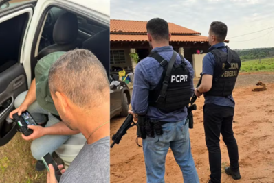 Policiais federais e civis durante ação que localizou adolescente de 14 anos e prendeu investigado em Aparecida do Taboado (MS) Foto: Polícia Federal/Divulgação Policiais federais