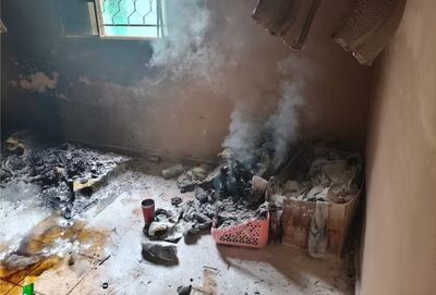 Casa onde mulheres foram encontradas mortas em Rochedo (MS) foi incendiada. Foto: Divulgação