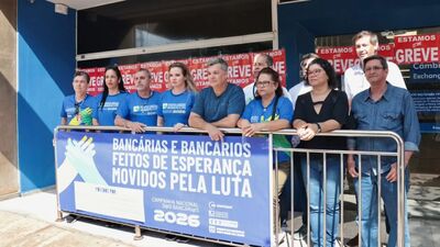 Funcionários da Caixa fazem greve em Campo Grande. Foto: Mateus Andrade/Jornal MIdiamax