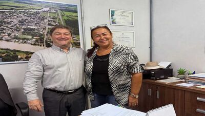 Prefeito de Coxim Edilson Magro e a vereadora Lúcia da AAVC. ambos do PP. Foto: Divulgação 