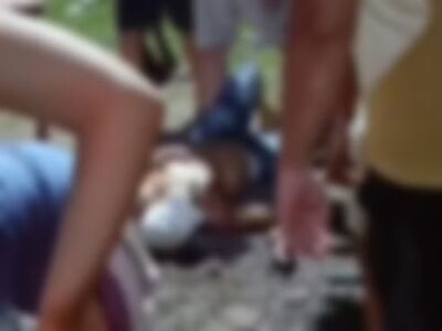 Vítima caída no chão após o disparo. Foto: Rede social