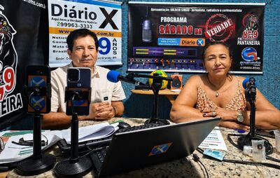 Radialista Valdeir Simão e a vereadora Lúcia da AAVC. Foto: Felipe Teodoro