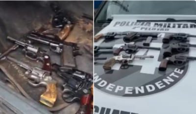 Arsenal escondido em carro  Foto: Bravos Fronteira e PMMS