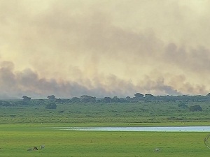 Incêndio no Pantanal deixou o céu tomado por fumaça em janeiro de 2017