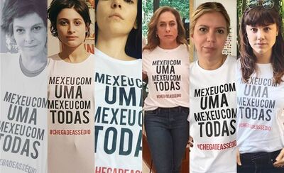 Drica Moraes, Luisa Arraes, Tainá Müller, Cissa Guimarães, Astrid Fontenelle e Alice Wegmann publicaram fotos com camisa de campanha contra assédio
