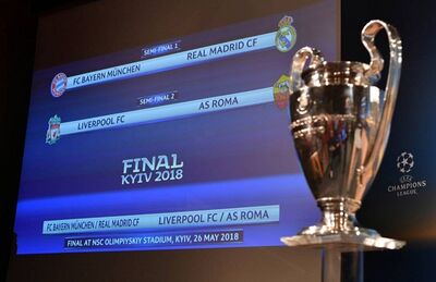 Sorteio das semifinais definiu Bayern x Real Madrid e Liverpool x Roma na Liga dos Campeões