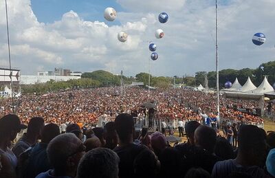 Manifestação do Dia do Trabalho na Praça Campos de Bagatelle, na Zona Norte de São Paulo, organizada pela Força Sindical