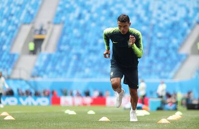 Thiago Silva durante treino da Seleção nesta quinta-feira