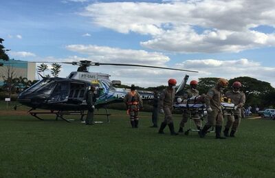 Peão foi trazido de helicóptero até a Santa Casa de Campo Grande, MS