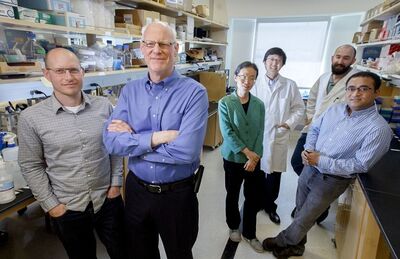O cientista Raymond Bergan e equipe em laboratório no Instituto OHSU Knight Cancer, no estado de Óregon (EUA)