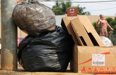 Lixo pronto para ser recolhido em Campo Grande