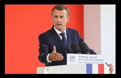 Emmanuel Macron durante 19ª cerimônia anual de homenagem às vítimas do terrorismo