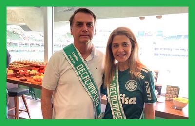 Jair Bolsonaro e Leila Pereira na Arena do Palmeiras