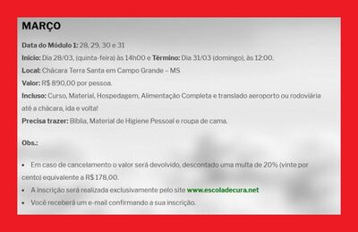 Detalhes do curso na internet