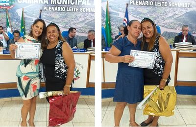 Professoras Rita e Jucimeire com a vereadora Lucia da AAVC